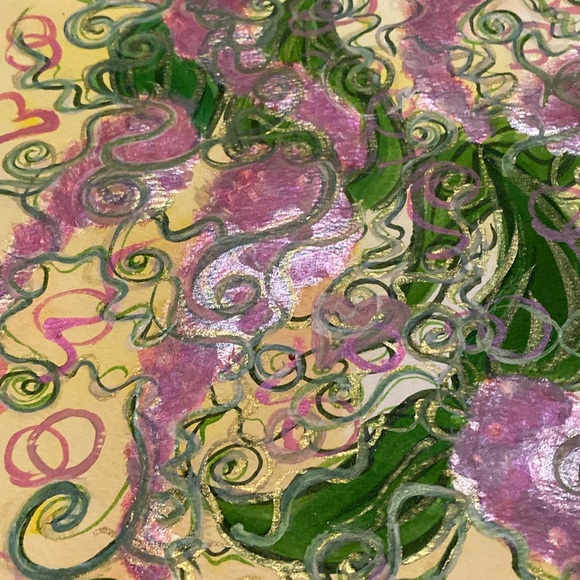 Unframed Original Art Watercolour & Acrylic Painting Lilac Abstract Dream Art - Picture 3 of 6